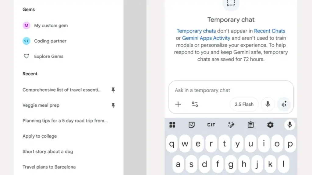 Temporary Chat Gemini AI